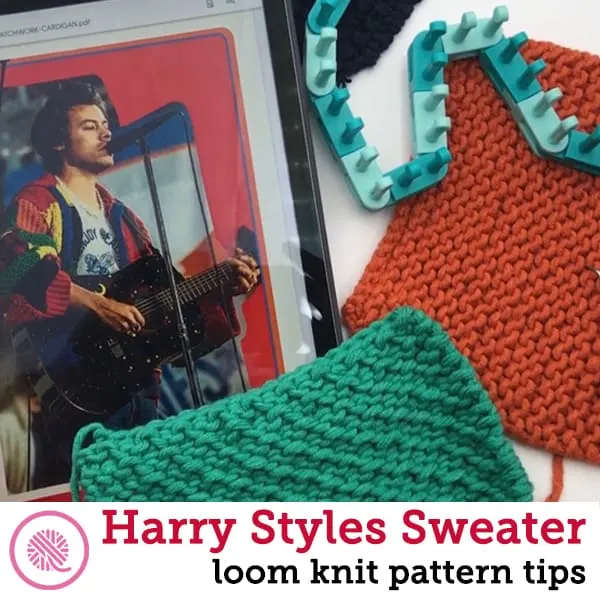 loom knit harry styles sweater blocks with pic of harry