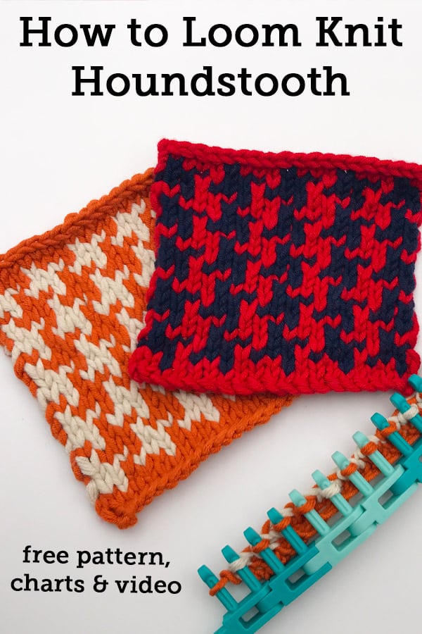how to loom knit houndstooth pin image
