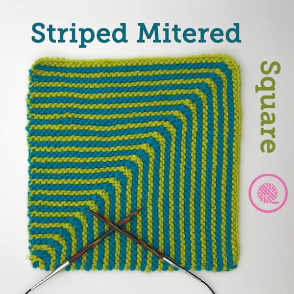Learn How to Knit a Colorful Striped Mitered Square