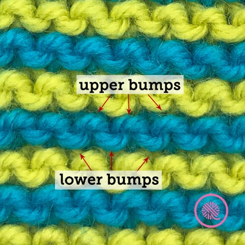 how to seam stripes in garter stitch by matching upper and lower bumps 