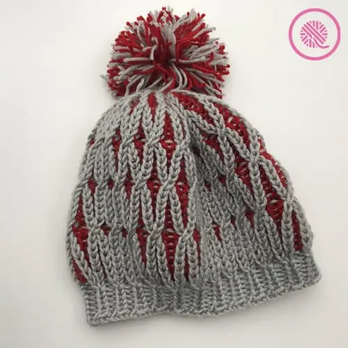 twisted brioche slouchy tam with pom pom