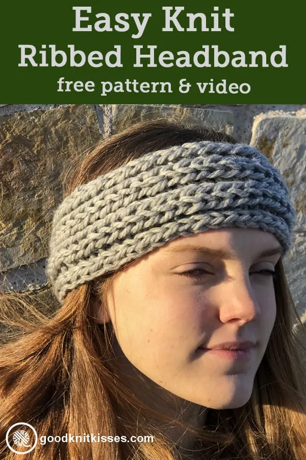 easy ribbed headband for beginner knitters pin image