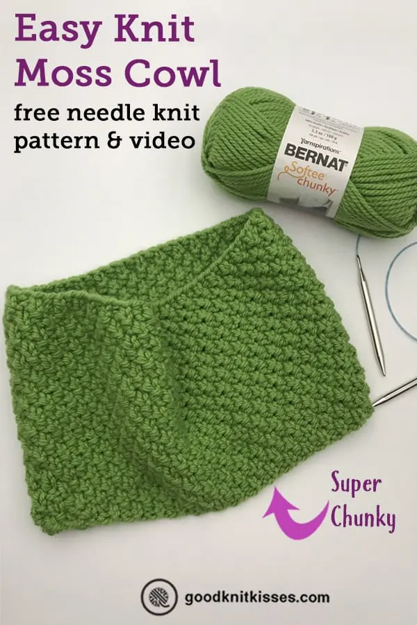 Knit this Easy Moss Cowl Pattern in the Round! - GoodKnit Kisses