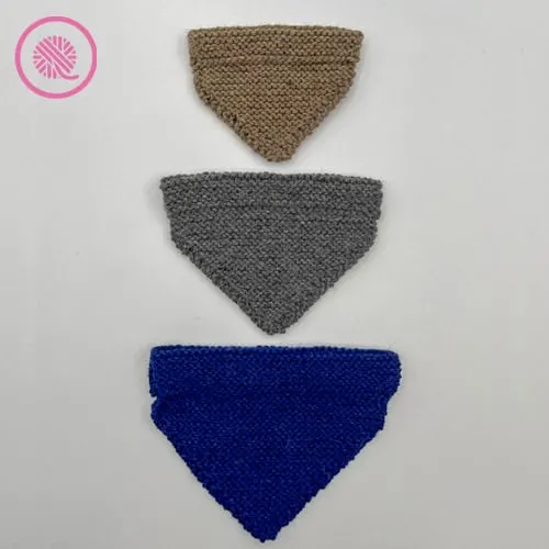 loom knit pet bandana 3 sizes shown