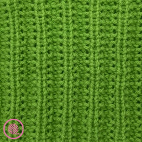 loom knit seeded mistake rib stitch close up