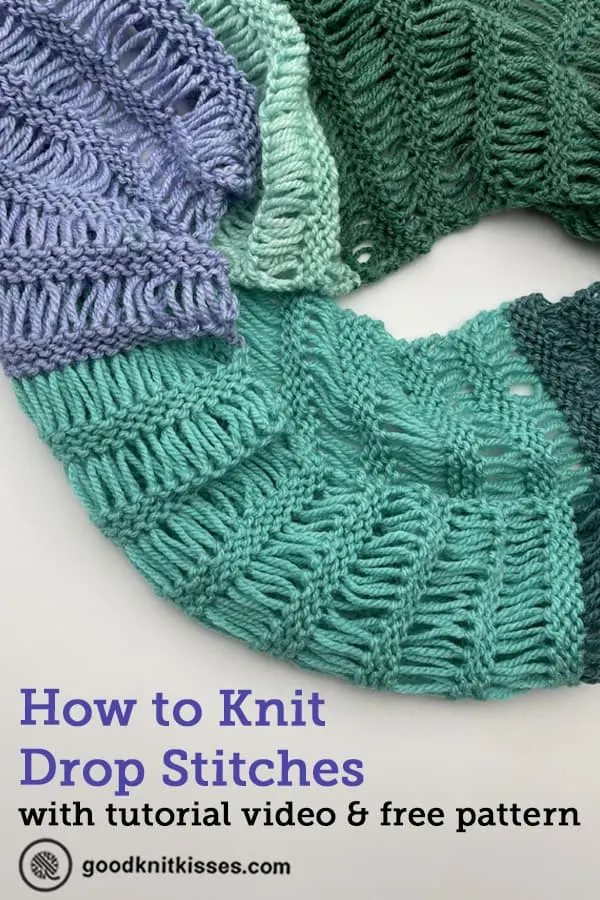 how to knit drop stitches pin image