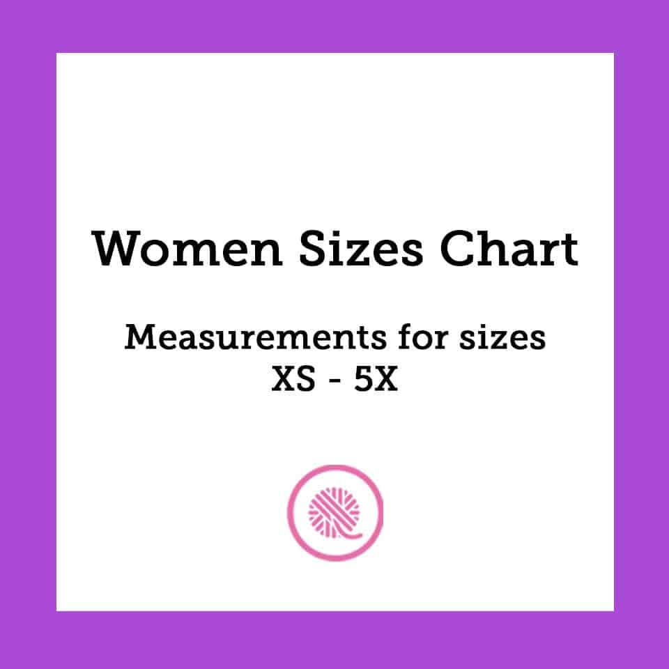 Women's size chart in inches  Womens size chart, Size chart