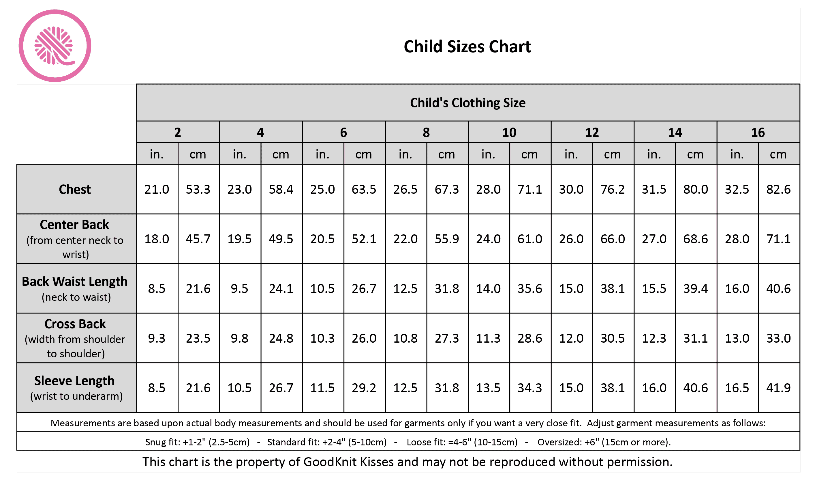 Hanes Little Girl Size Chart