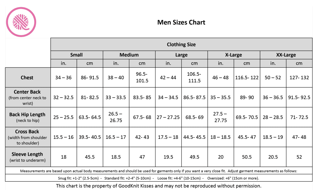 men sizes chart