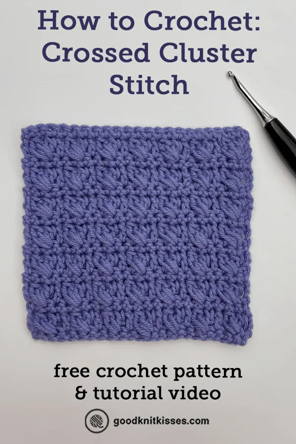 how to crochet crossed cluster stitch pin image