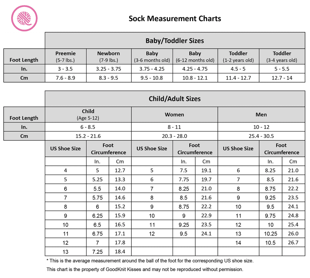 Sock Sizes Chart  Common Foot Measurements from Baby to Adult 