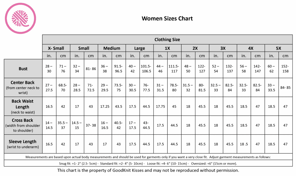 Size Chart Women India