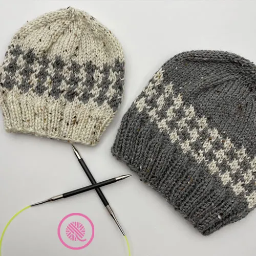 knit houndstooth fair isle hat