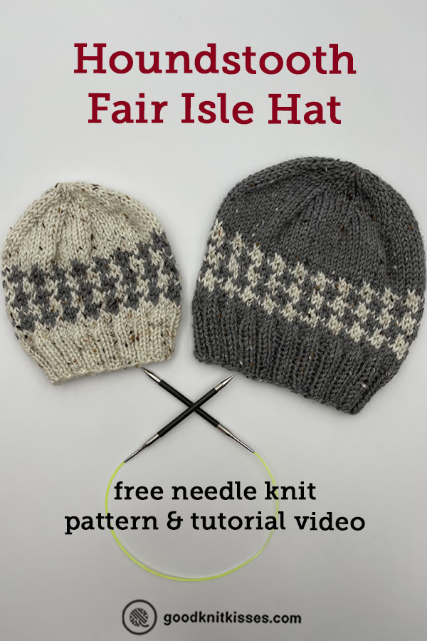 knit houndstooth fair isle hat pin image