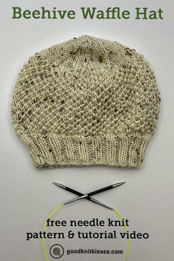 beehive waffle knit hat pin image