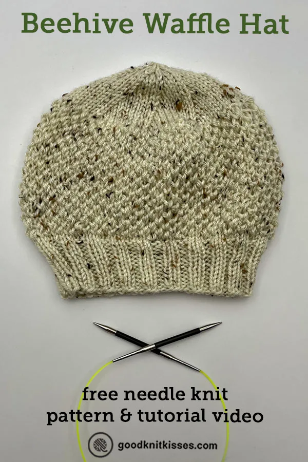beehive waffle knit hat pin image