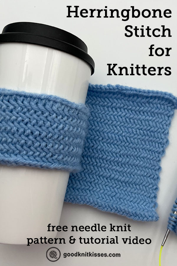 herringbone stitch for knitters pin image
