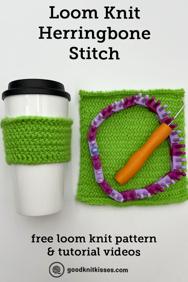 loom knit herringbone stitch pin image
