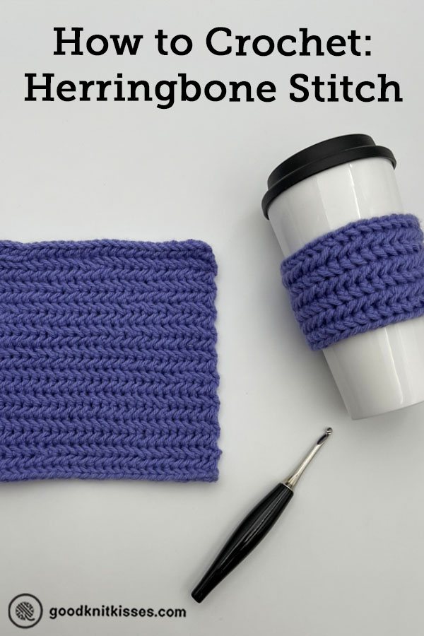 how to crochet the herringbone stitch pin image