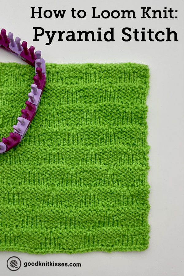 how to loom knit the pyramid stitch pin image