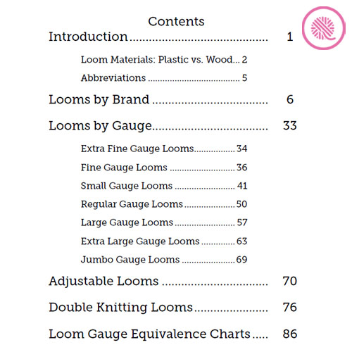 2021 Knitting Loom Guide Table of Contents