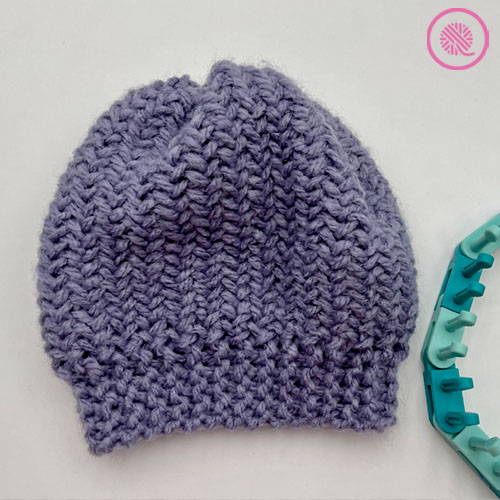 loom knit vertical herringbone ribbed hat