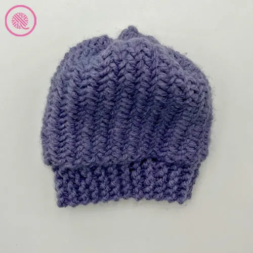 needle knit vertical herringbone ribbed hat finished