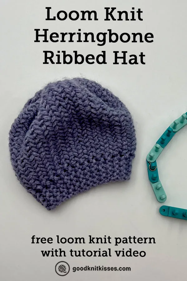 loom knit vertical herringbone ribbed hat pin image