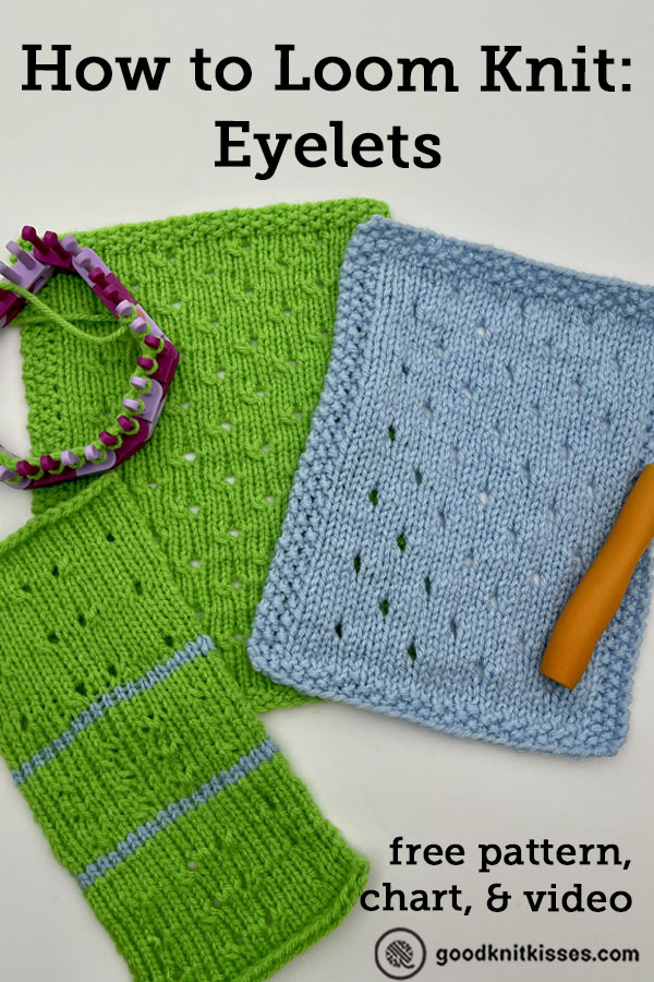 how to loom knit eyelets pin image