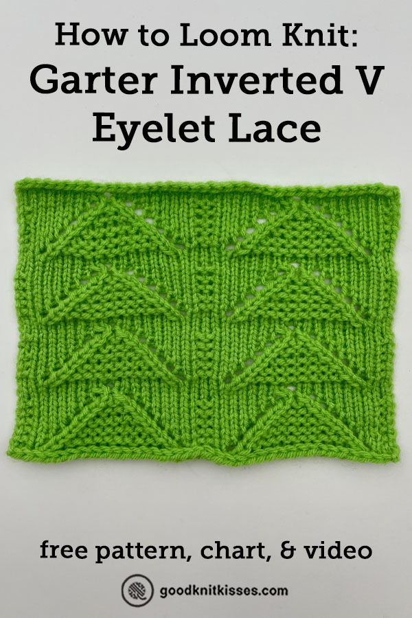 Loom Knit Garter Inverted V Eyelet Lace pin image