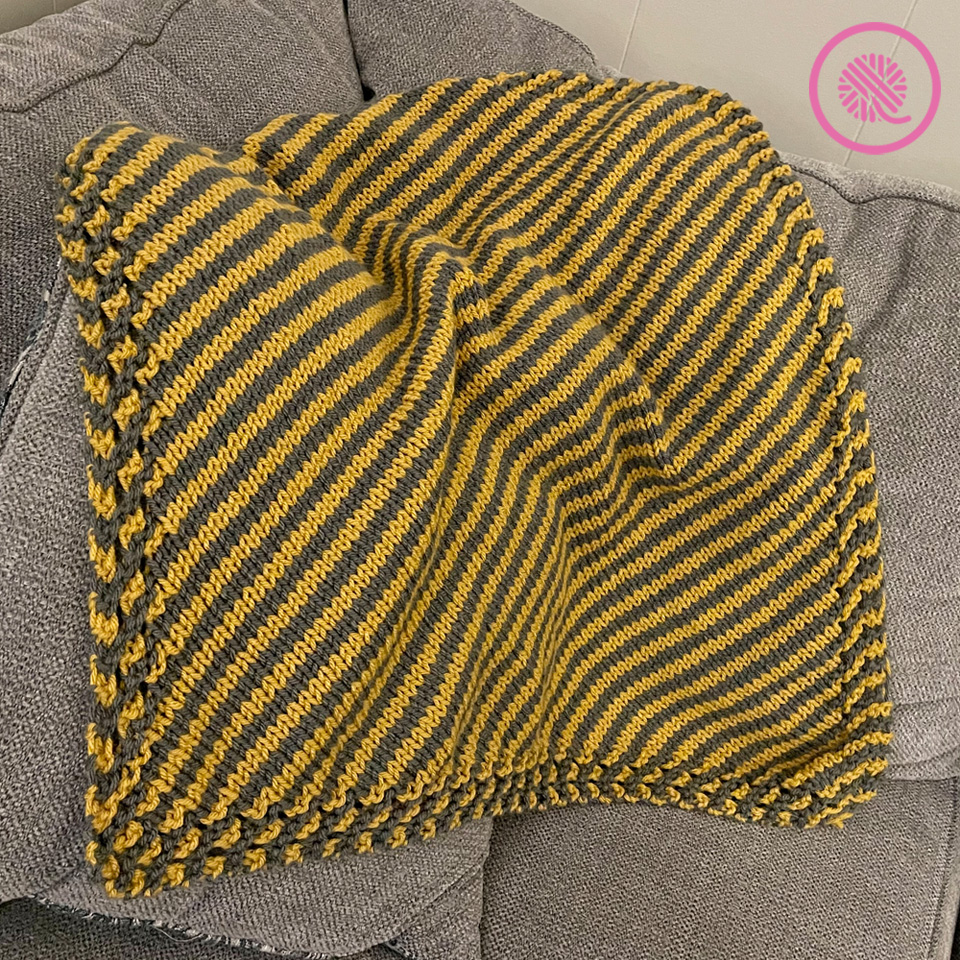 needle knit grandmas striped blanket