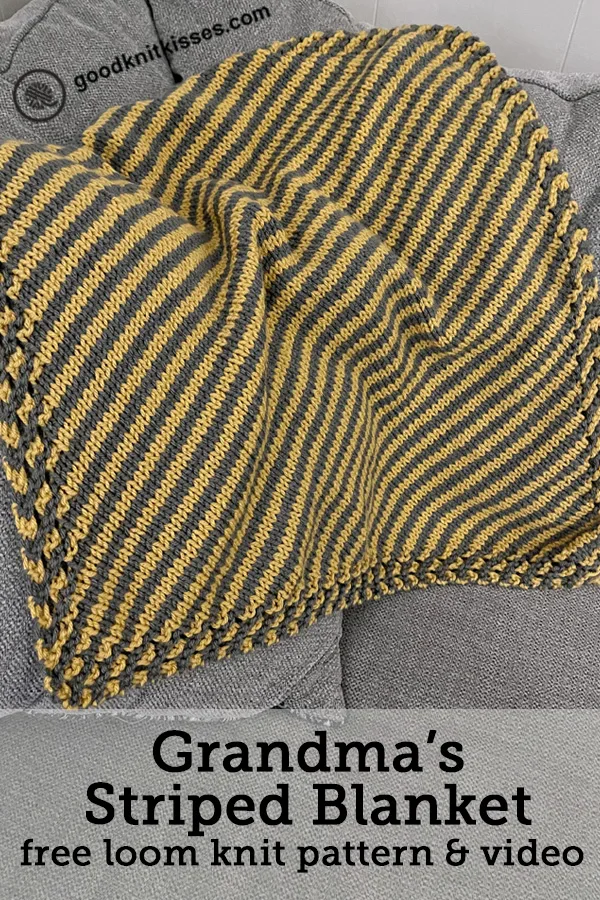 Loom Knit Grandma's Striped Blanket pin image