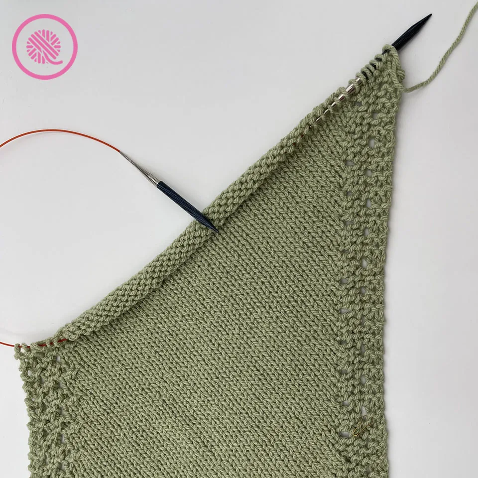 needle knit grandma's rectangle blanket in progress