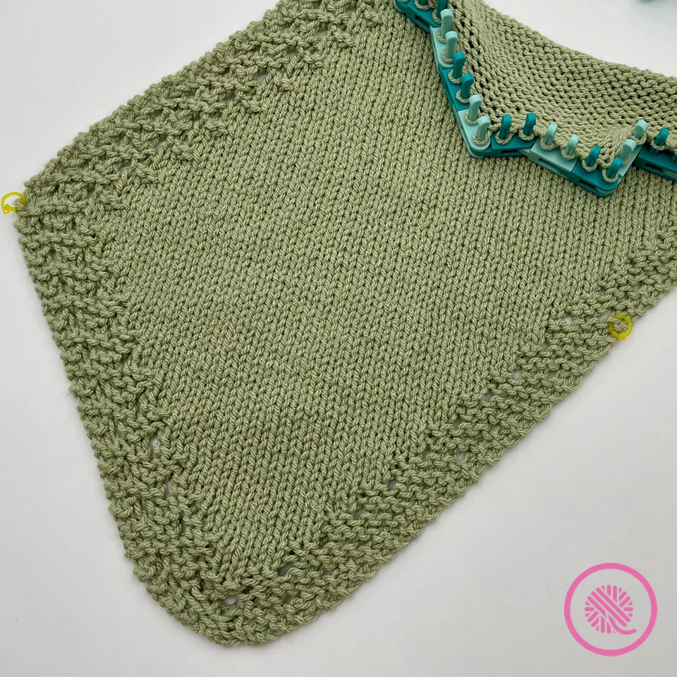 loom knit grandma's rectangle blanket in progress