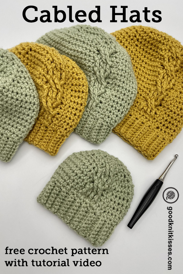 crochet cabled hats pin image