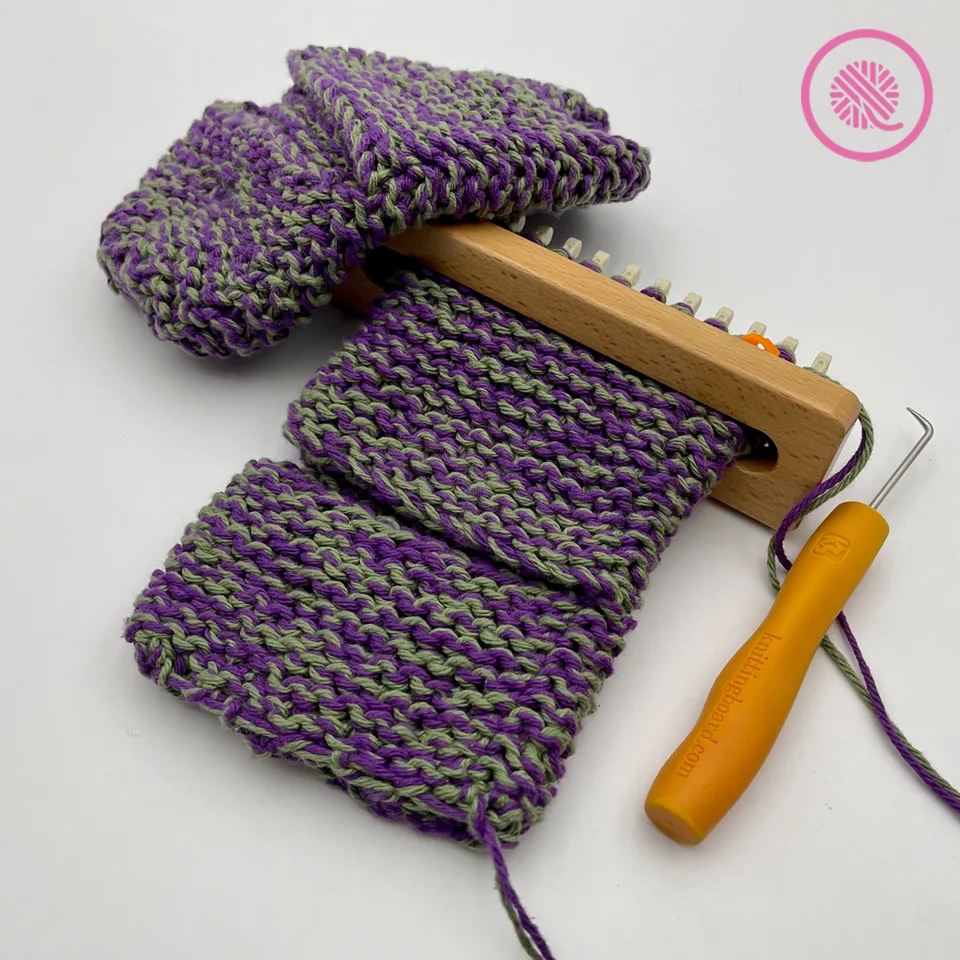 loom knit potholder in progress