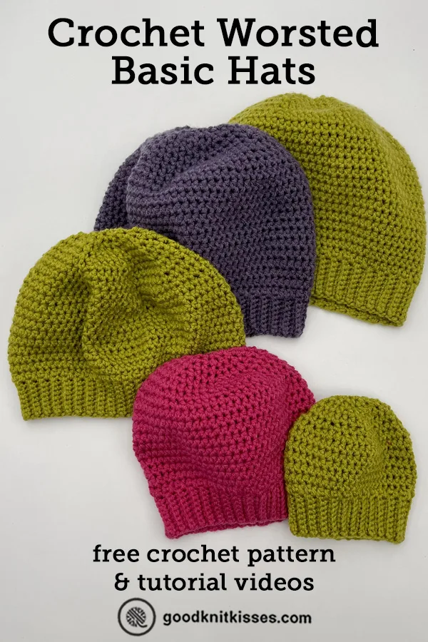 crochet worsted basic hats pin image