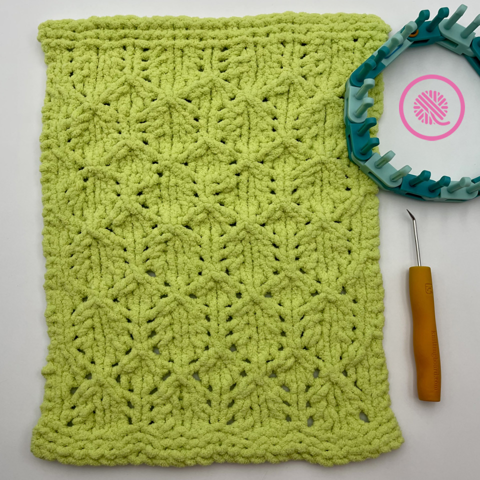 loom knit lofty lace blanket