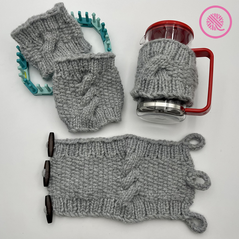 loom knit coffee press cozy