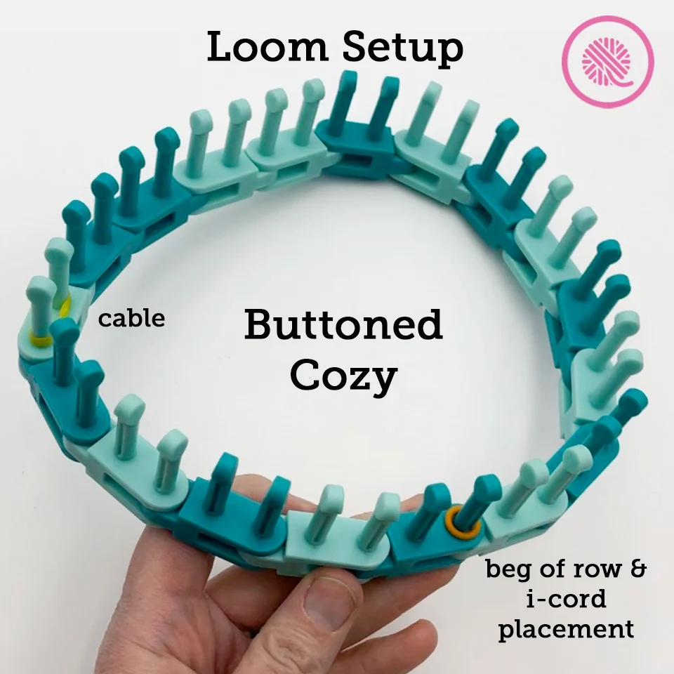 buttoned cozy loom setup