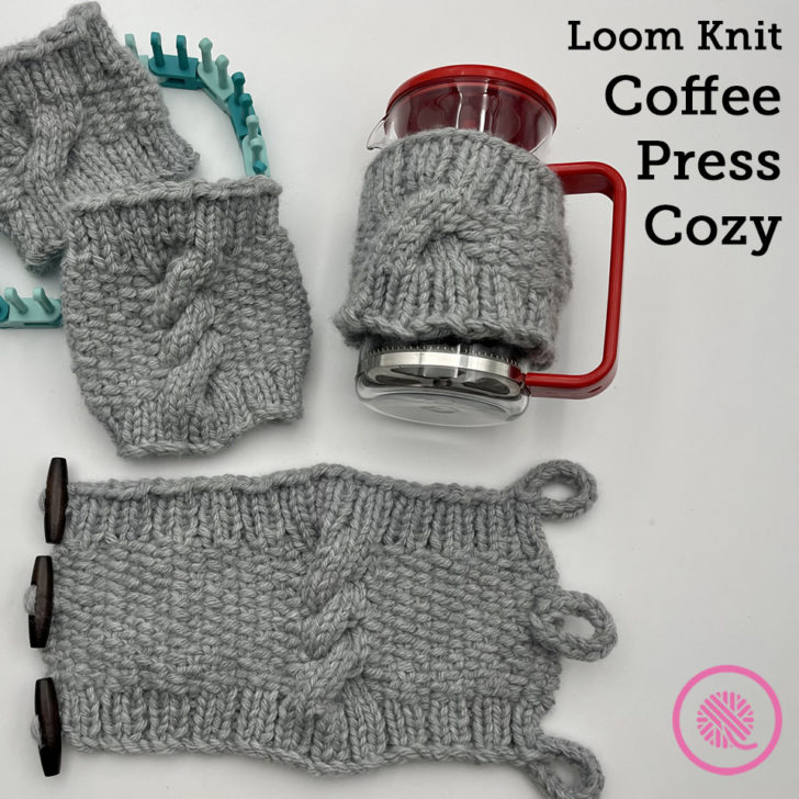 Loom Knit Coffee Press Cozy (4-in-1 Pattern)