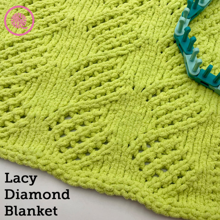 Cozy Loom Knit Lacy Diamond Blanket Pattern