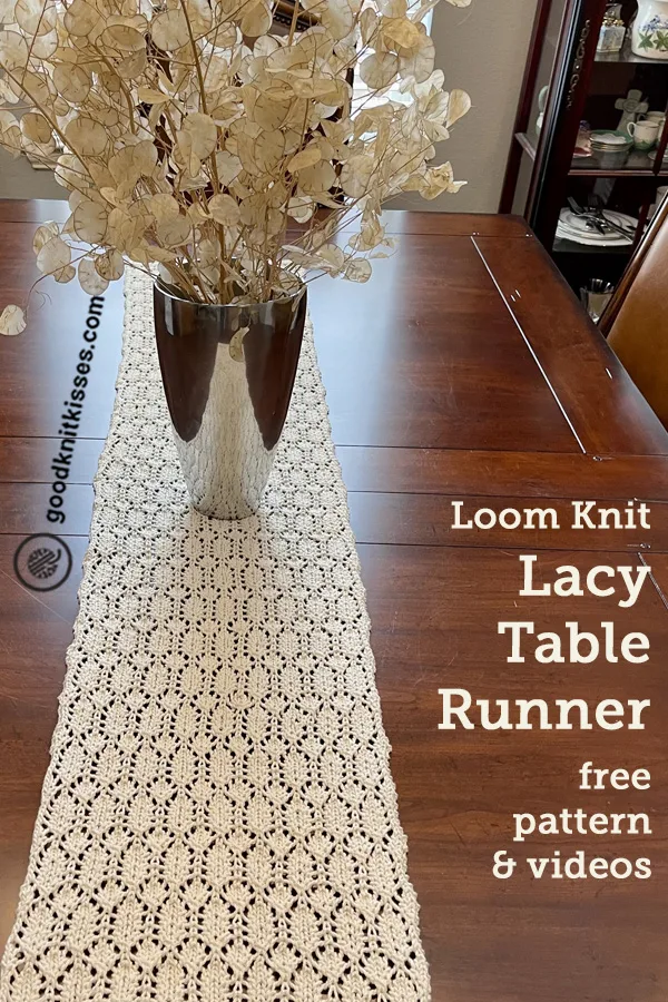 Loom Knit Lacy Table Runner pin image