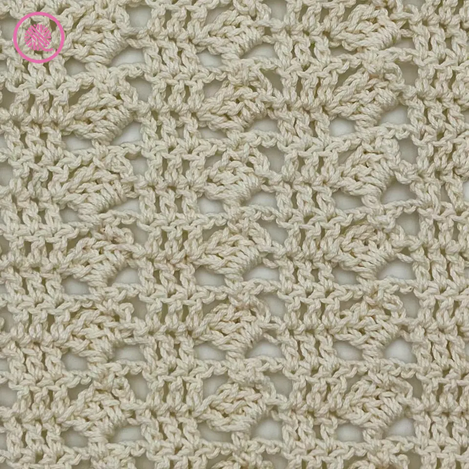 Lacy Tipped Blocks stitch pattern close up
