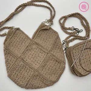 needle knit eyelet bag with components