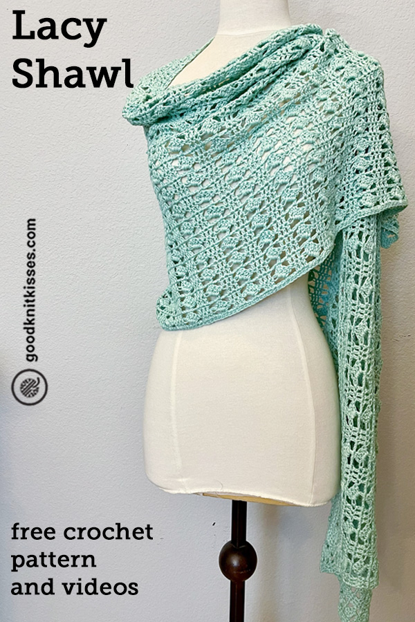 crochet lacy shawl pattern pin image