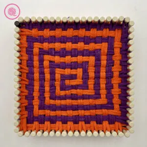 Square Spiral Potholder ready to bind off
