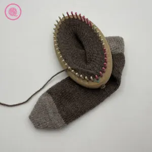 loom knit basic toe-up sock ready for cuff