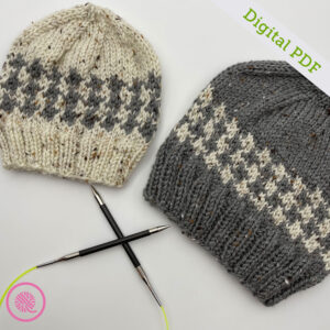 PDF: Needle Knit Houndstooth Fair Isle Hats