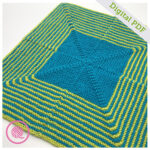 PDF: Needle Knit Mitered Stripes Baby Blanket and Lovey